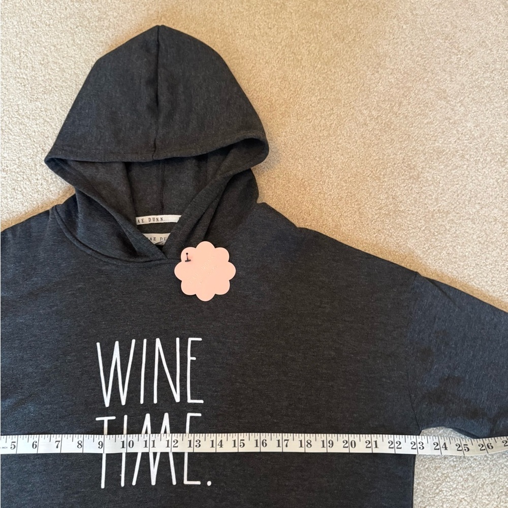 NWT Charcoal Hoodie With Wine Time Print Size S/P - Picture 7 of 8